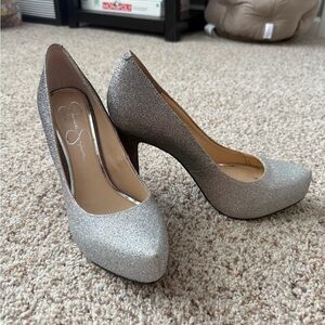 Jessica Simpson Two Tone Silver Glitter Pumps